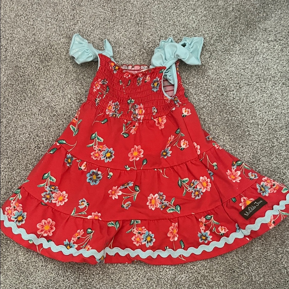 Matilda Jane Red Floral Dress with Blue Details